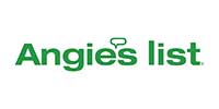 A green and white logo for the angies list.